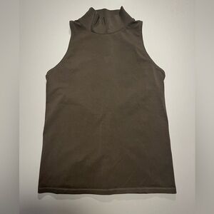 Two Everlane The Form Mock-Neck Tanks in Taupe & Black